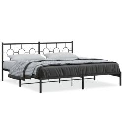 Cadre de lit métal sans matelas avec tête de lit noir 193x203cm 