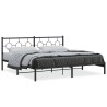 Cadre de lit métal sans matelas avec tête de lit noir 193x203cm 