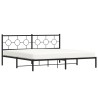 Cadre de lit métal sans matelas avec tête de lit noir 193x203cm 