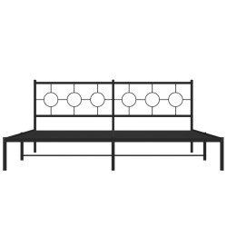Cadre de lit métal sans matelas avec tête de lit noir 193x203cm 