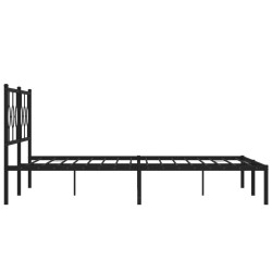 Cadre de lit métal sans matelas avec tête de lit noir 193x203cm 