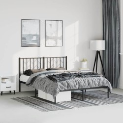 Cadre de lit métal sans matelas avec tête de lit noir 193x203cm 