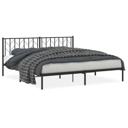 Cadre de lit métal sans matelas avec tête de lit noir 193x203cm 