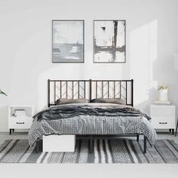 Cadre de lit métal sans matelas avec tête de lit noir 193x203cm 
