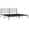 Cadre de lit métal sans matelas avec tête de lit noir 193x203cm 