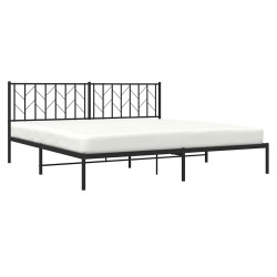 Cadre de lit métal sans matelas avec tête de lit noir 193x203cm 