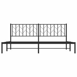 Cadre de lit métal sans matelas avec tête de lit noir 193x203cm 