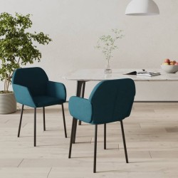 Chaises à manger lot de 2 Bleu Velours 
