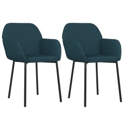 Chaises à manger lot de 2 Bleu Velours 