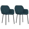 Chaises à manger lot de 2 Bleu Velours 
