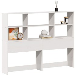 Tête de lit avec rangement blanc 135 cm bois massif de pin 
