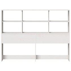 Tête de lit avec rangement blanc 135 cm bois massif de pin 
