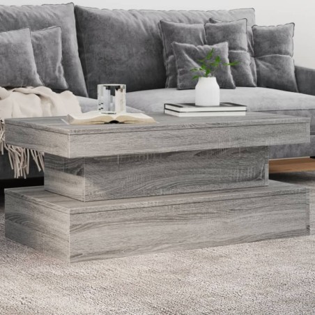 Table basse avec lumières LED gris sonoma 90x50x40 cm 