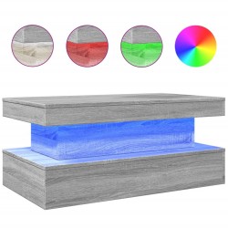 Table basse avec lumières LED gris sonoma 90x50x40 cm 