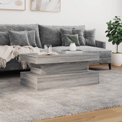 Table basse avec lumières LED gris sonoma 90x50x40 cm 