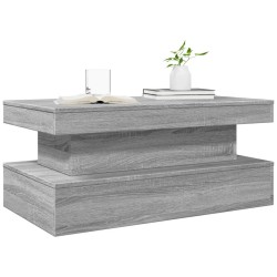Table basse avec lumières LED gris sonoma 90x50x40 cm 