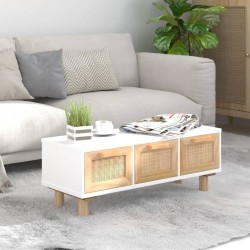 Table basse Blanc 80x40x30 cm Bois d'ingénierie et pin massif 
