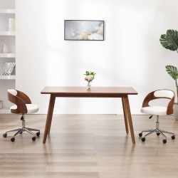 Chaise pivotante à manger Blanc Bois courbé et similicuir 