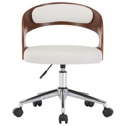 Chaise pivotante à manger Blanc Bois courbé et similicuir 