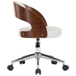 Chaise pivotante à manger Blanc Bois courbé et similicuir 