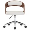 Chaise pivotante de bureau Blanc Bois courbé et similicuir 