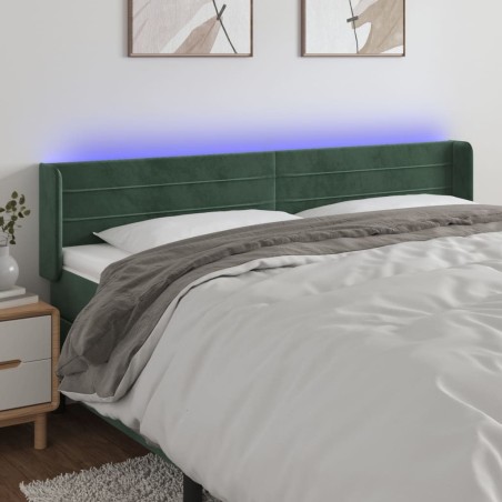 Tête de lit à LED Vert foncé 183x16x78/88 cm Velours 