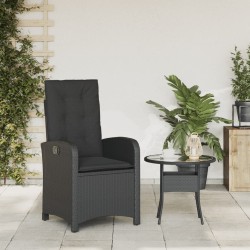 Chaise inclinable de jardin avec coussins noir résine tressée 