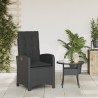 Chaise inclinable de jardin avec coussins noir résine tressée 