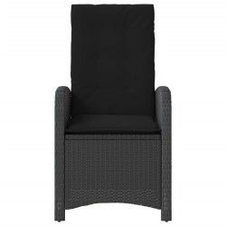 Chaise inclinable de jardin avec coussins noir résine tressée 