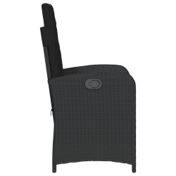 Chaise inclinable de jardin avec coussins noir résine tressée 