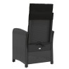 Chaise inclinable de jardin avec coussins noir résine tressée 