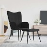 Chaise de relaxation avec tabouret Noir Tissu 