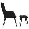 Chaise de relaxation avec tabouret Noir Tissu 