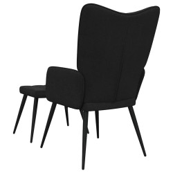 Chaise de relaxation avec tabouret Noir Tissu 