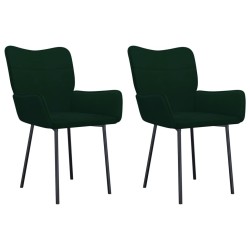 Chaises à manger lot de 2 Vert foncé Velours 