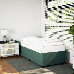 Cadre de lit sans matelas vert foncé 100x200 cm velours 
