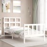 Cadre de lit sans matelas blanc bois de pin massif 