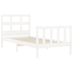 Cadre de lit sans matelas blanc bois de pin massif 