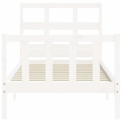 Cadre de lit sans matelas blanc bois de pin massif 