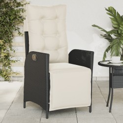 Chaise inclinable de jardin et repose-pied noir résine tressée 