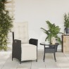 Chaise inclinable de jardin et repose-pied noir résine tressée 