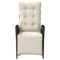 Chaise inclinable de jardin et repose-pied noir résine tressée 