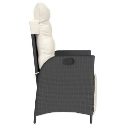 Chaise inclinable de jardin et repose-pied noir résine tressée 