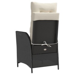 Chaise inclinable de jardin et repose-pied noir résine tressée 