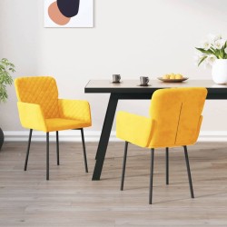 Chaises à manger lot de 2 Jaune Velours 