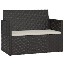 Banc de jardin avec coussins Noir 105 cm Résine tressée 