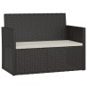 Banc de jardin avec coussins Noir 105 cm Résine tressée 