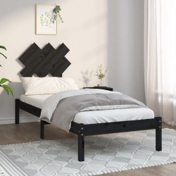 Cadre de lit sans matelas noir 75x190 cm bois massif 