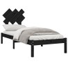 Cadre de lit sans matelas noir 75x190 cm bois massif 