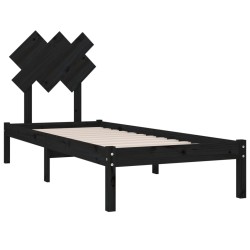 Cadre de lit sans matelas noir 75x190 cm bois massif 